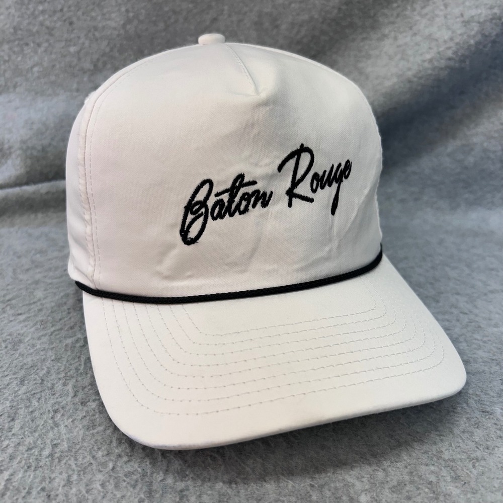 Baton Rouge Mens White Imperial Hat Performance Rope Snapback Cap OSFA
